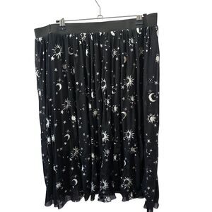Hot Topic Celestial Midi Skirt XL Moon Stars Gothic Witchy Black Grunge